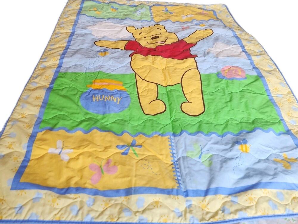 Vintage DISNEY Winnie The Pooh Quilted Blanket 42" x 56" Vivid & In EUC!